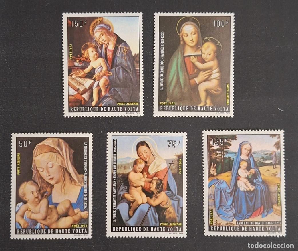 Sellos: Alto Volta 1972 Mi. 414-418 Navidad pintura Virgen Ni&ntilde;o Raphael