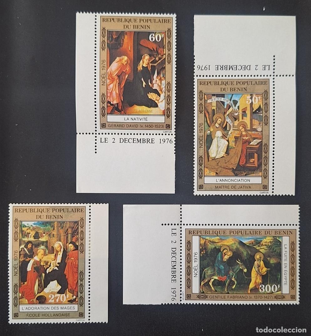 Stamps: Ben&iacute;n 1976 Mi. 80-83 Navidad Natividad Anunciaci&oacute;n Adoraci&oacute;n Magos Huida