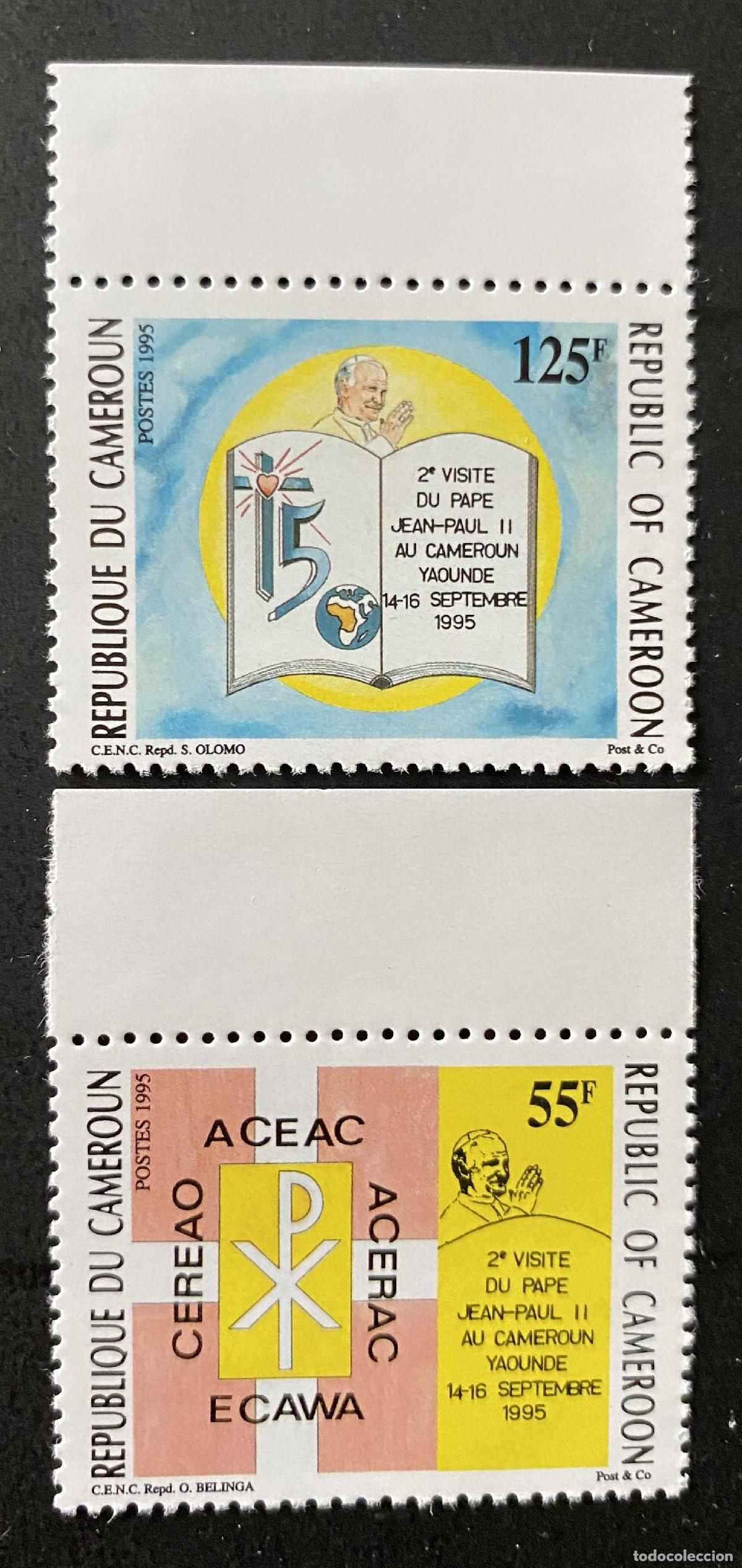 Sellos: Camer&uacute;n 1995 Mi. 1214-1215 Papa Juan Pablo II visita Yaund&eacute;