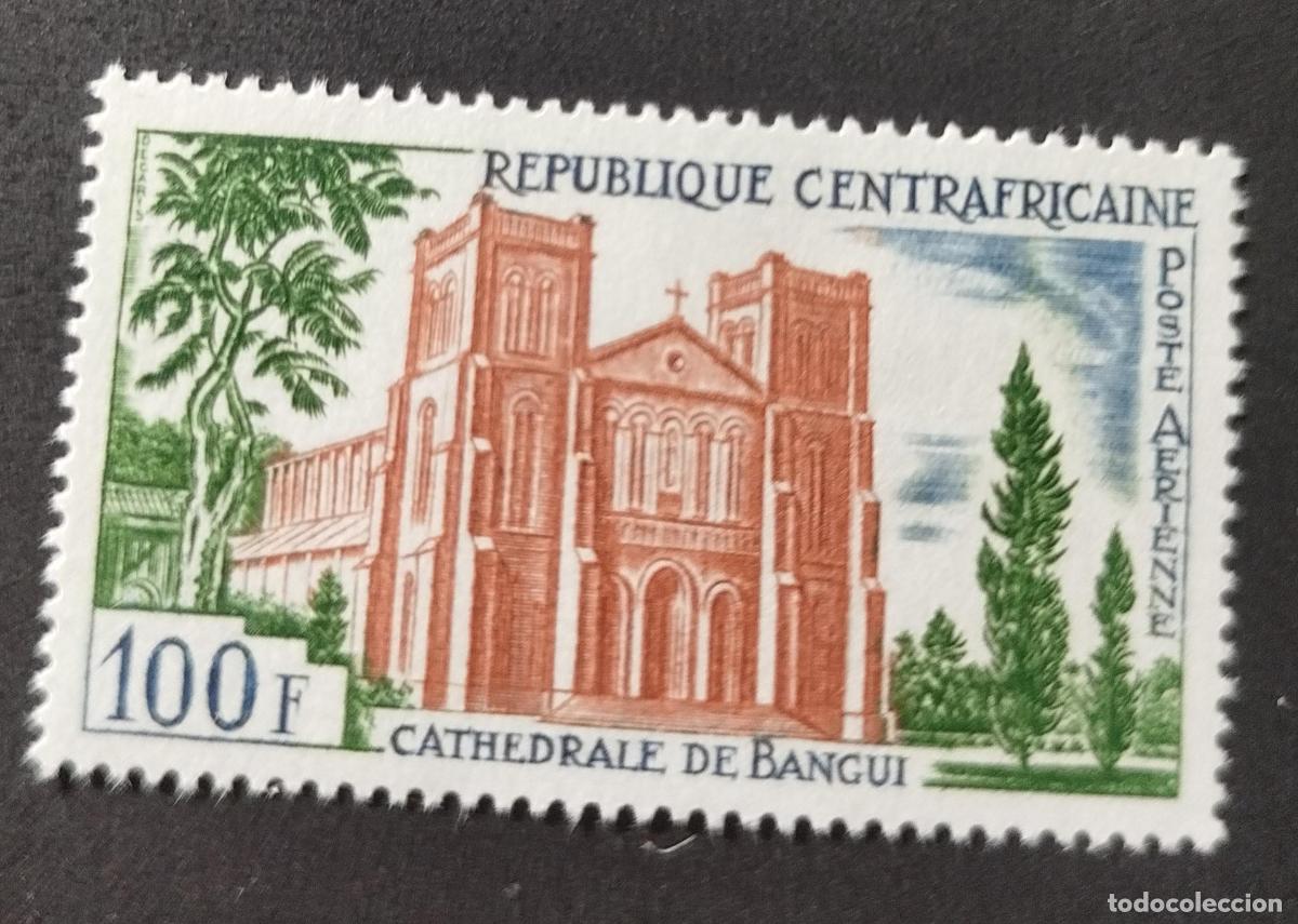 Sellos: Centro&aacute;frica 1964 Mi. 52 a&eacute;reo catedral Bangui arquitectura