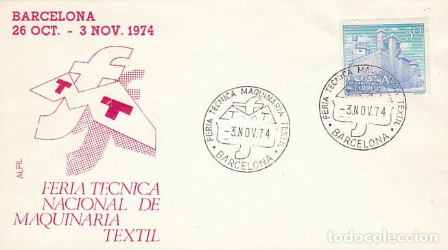 Sellos: A&Ntilde;O 1974, BARCELONA, FERIA TECNICA DE LA MAQUINARIA TEXTIL, SOBRE DE ALFIL