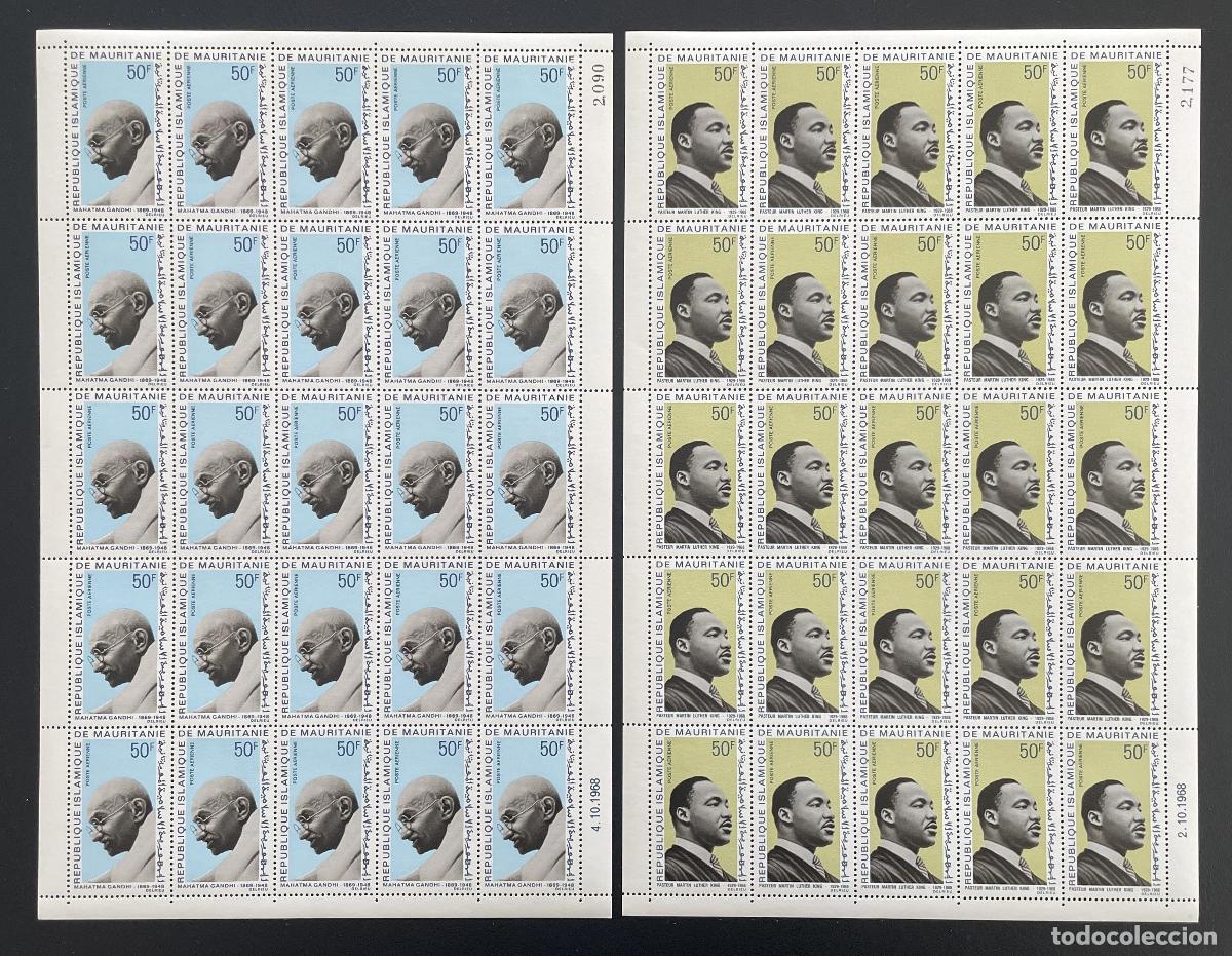 Briefmarken: Mauritania 1968 YT PA 81-82 tabl&oacute;n Gandhi Martin Luther King