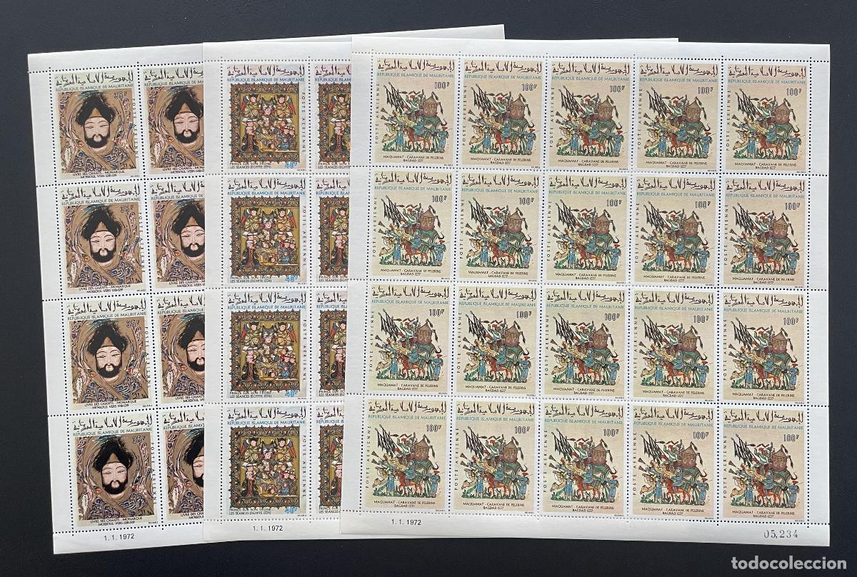 Briefmarken: Mauritania 1972 YT PA 117-119 bloque miniaturas &aacute;rabes Maqamat