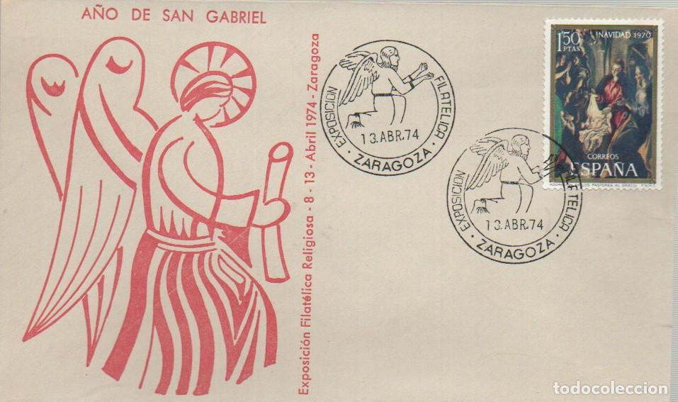 Sellos: A&Ntilde;O 1974, ZARAGOZA, A&Ntilde;O DE SAN GABRIEL, SOBRE EN ROJO