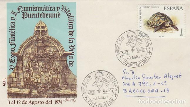 Sellos: A&Ntilde;O 1974, Pontedeume (La Coru&ntilde;a), Arzobispo Rajoy, SOBRE DE ALFIL