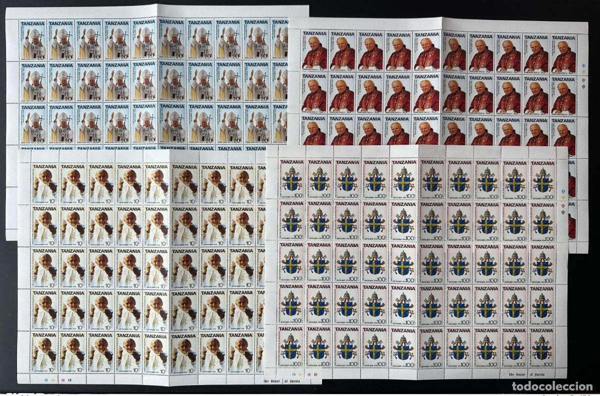 Sellos: Tanzania 1990 Mi. 694 - 697 l&aacute;mina Papa Juan Pablo II Papst Johannes