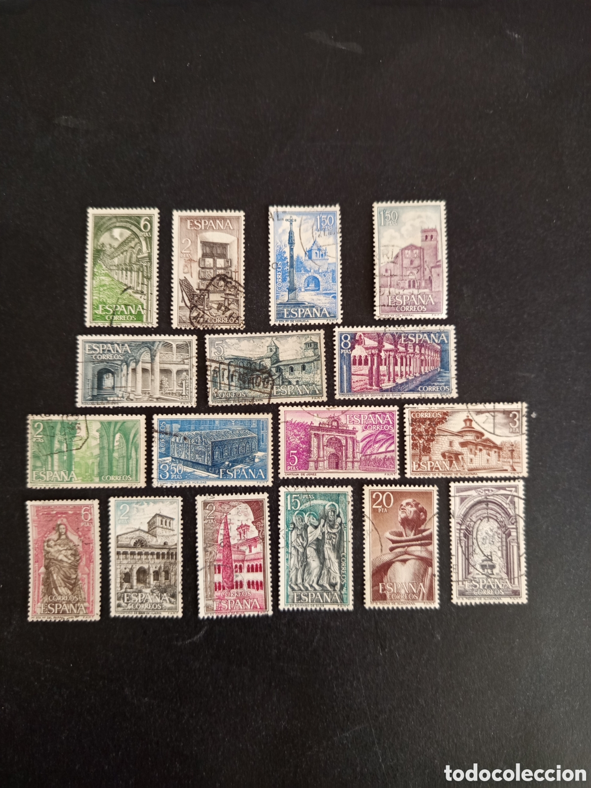 Sellos: Espa&ntilde;a. Lote de 17 sellos distintos. Monasterios de Espa&ntilde;a. Pedido m&iacute;nimo 3 &euro;. Ver fotos .