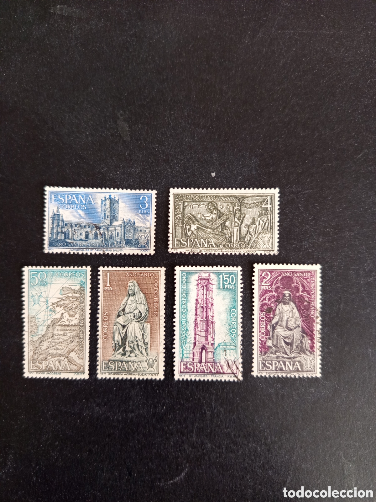 Sellos: Espa&ntilde;a, 1971. A&ntilde;o Santo Compostelano. Edifil 2008/13. Pedido m&iacute;nimo 3 &euro;. Ver fotos.