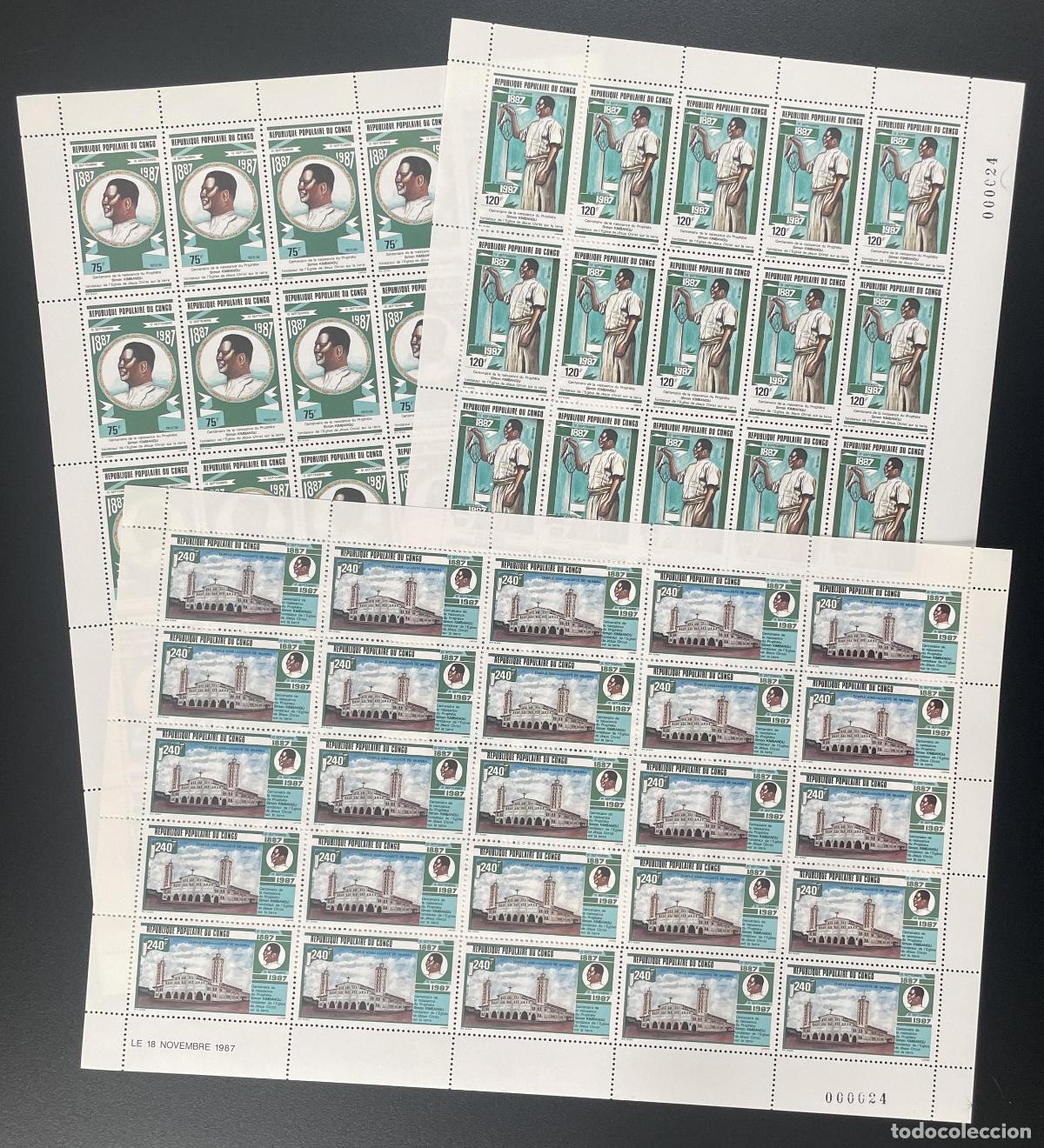 Briefmarken: Congo 1987 YT 820-822 tabl&oacute;n profeta Simon Kimbangu iglesia Jesucristo