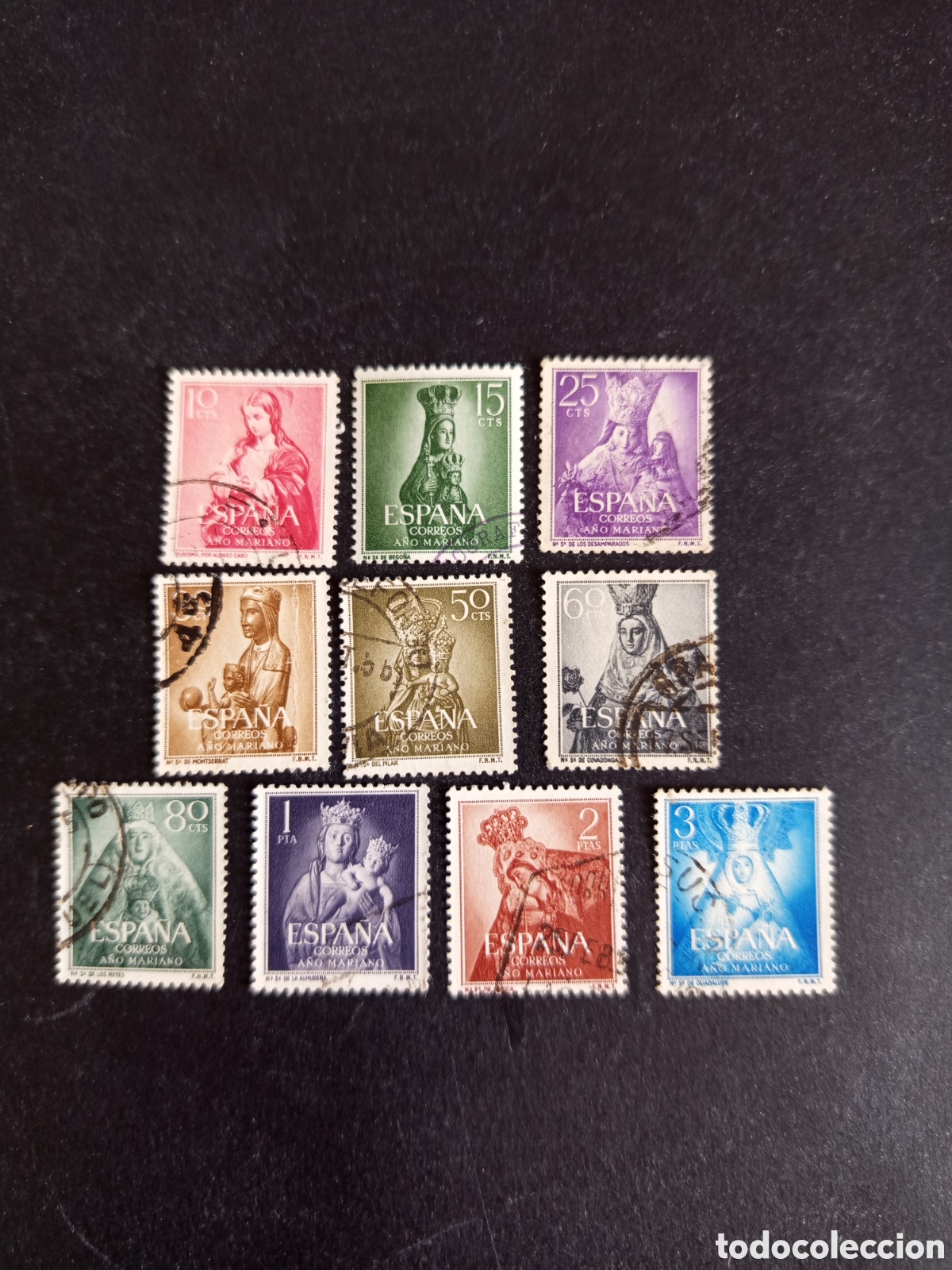 Sellos: Espa&ntilde;a, 1954. A&ntilde;o Mariano. Completa en usado. Ed. 1132/41. Pedido m&iacute;nimo 3 &euro;. Ver fotos.