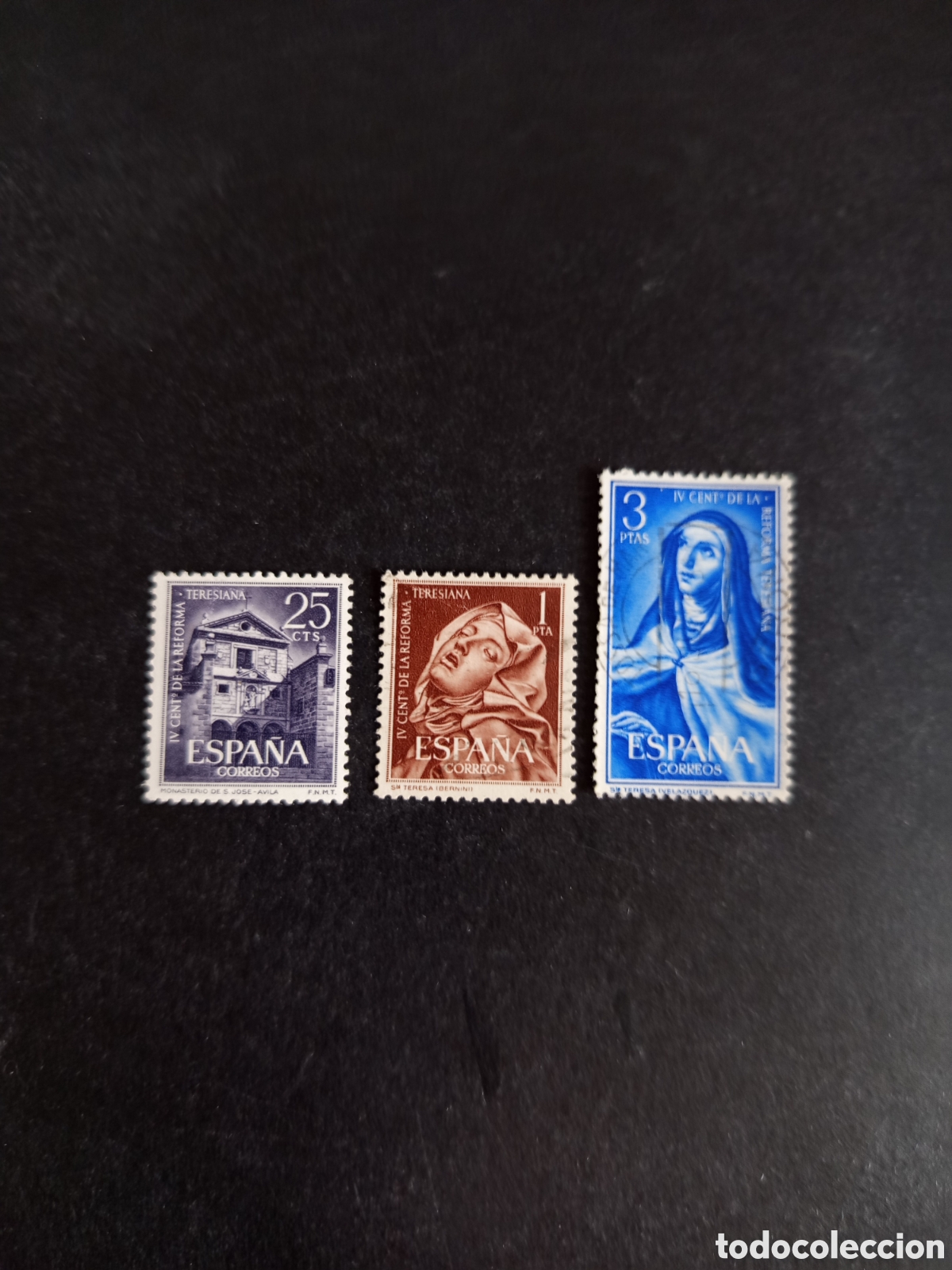 Sellos: Espa&ntilde;a, 1962. Santa Teresa de Jes&uacute;s. Ed. 1428/30. Completa. Pedido m&iacute;nimo 3 &euro;. Ver fotos.