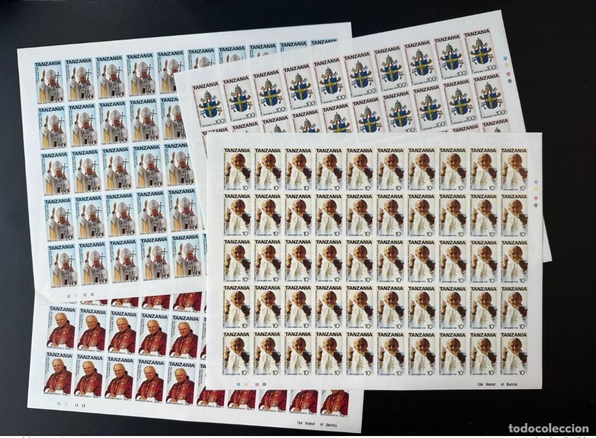 Selos: Tanzania 1990 Mi. 694 - 697 ND IMPERF board Papa Juan Pablo II
