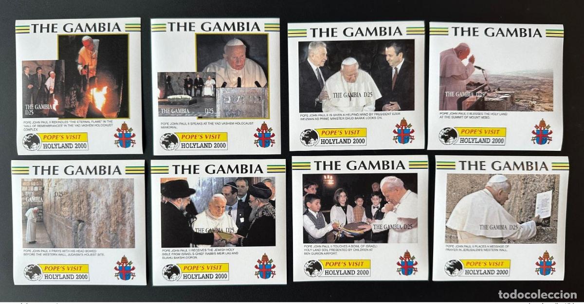 Selos: Gambia 2000 millas Bl. 466 473 II Papa Juan Pablo Visita Tierra Santa