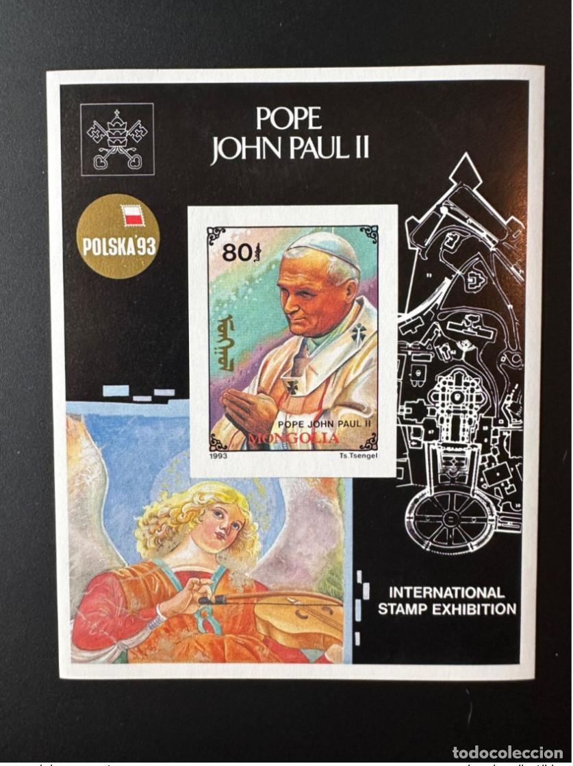 Stamps: Mongolia 1993 Mi. Bl. 221 ND IMPERF Sello del Papa Juan Pablo II Polska 93