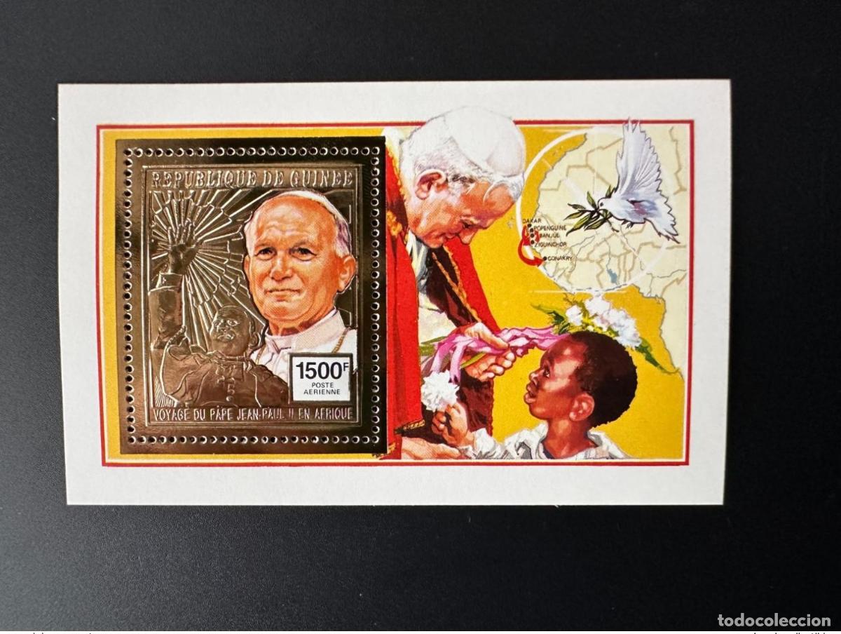 Sellos: Guinea 1992 Mi. Bl. 428 Oro Papa Juan Pablo II Colombe