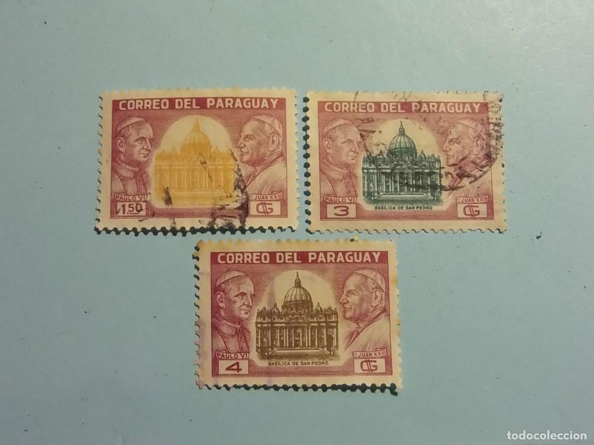 Sellos: PARAGUAY 1964 - RELIGI&Oacute;N - BASILICA DE SAN PEDRO - PABLO VI Y JUAN XXIII.