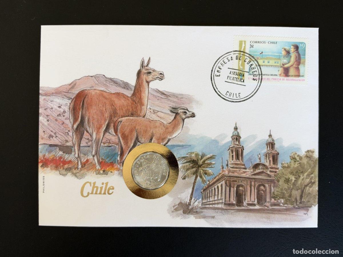 Sellos: Chile Carta Numism&aacute;tica Philswiss Moneda Lama Ant&aacute;rtica Chilena Correos