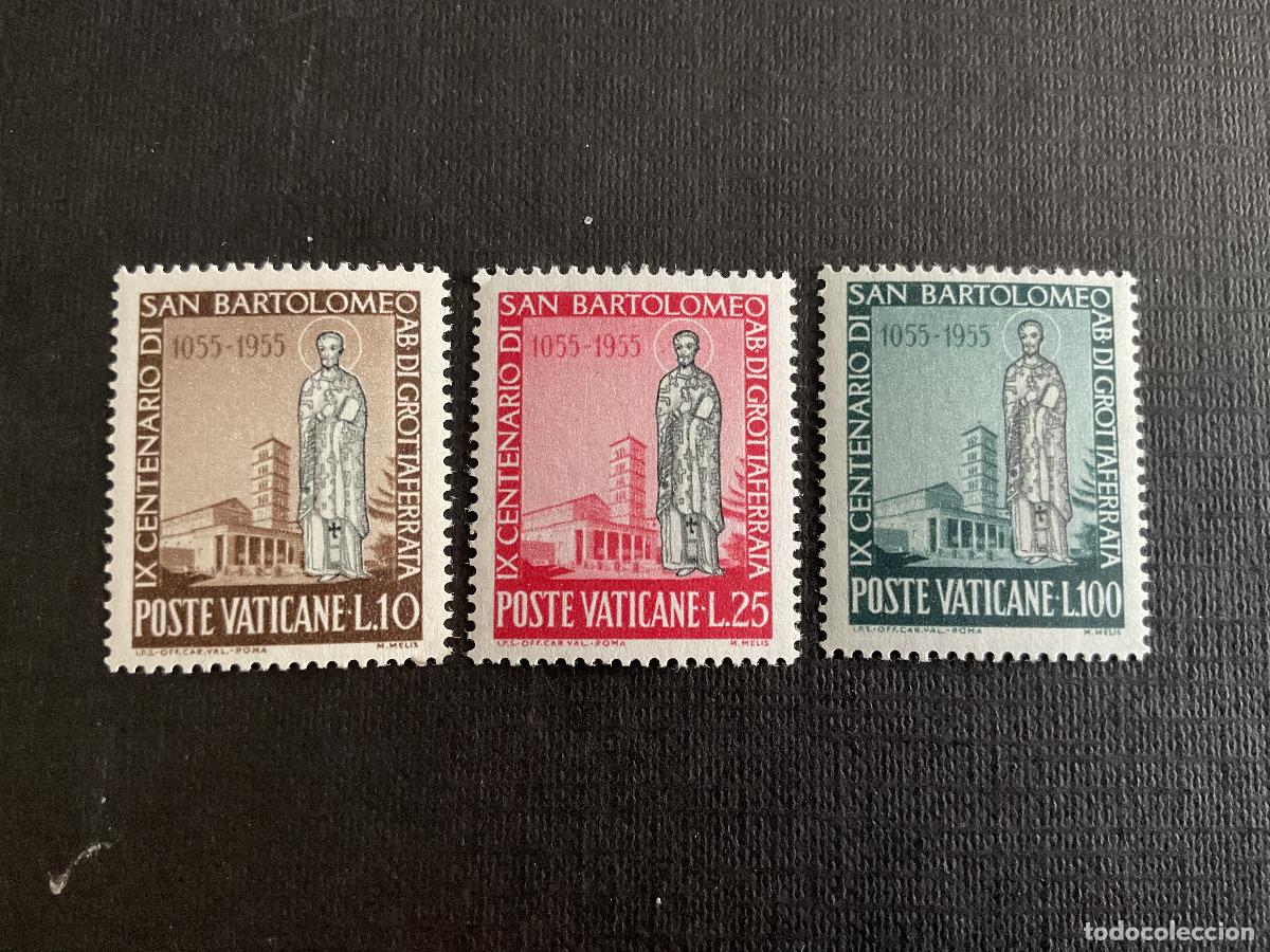 Sellos: VATICANO N&ordm; YVERT 218//0*** A&Ntilde;O 1955. 9&ordm; CENTENARIO MUERTE DE S. BARTOLOME. BASILICA DE BADIA GRECA