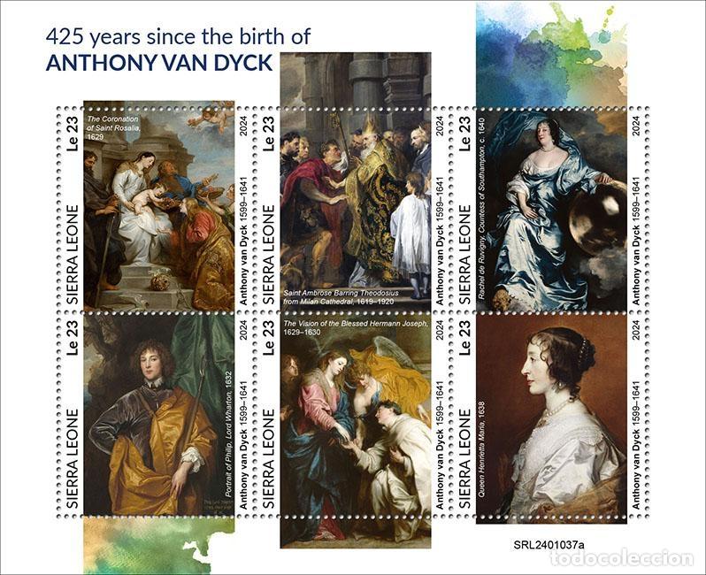 Sellos: Sierra Leona 2024 Mi. 18236-18241 hoja Antoine van Dyck pintura