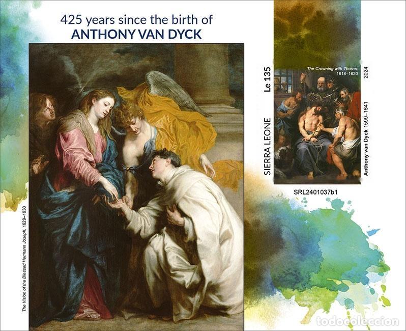 Sellos: Sierra Leona 2024 Mi. Bl. 3178 bloque sin perforar Antoine van Dyck pintura
