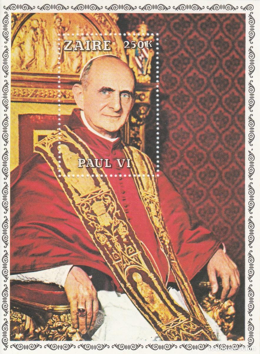 Sellos: SU SANTIDAD PAPA PABLO VI EN HOJITA DE ZAIRE