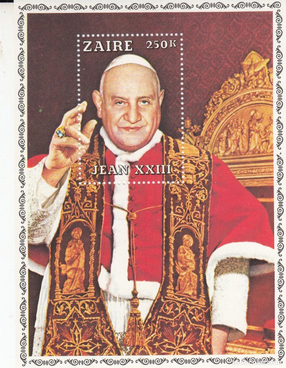 Sellos: SU SANTIDAD PAPA JUAN XXIII EN HOJITA DE ZAIRE