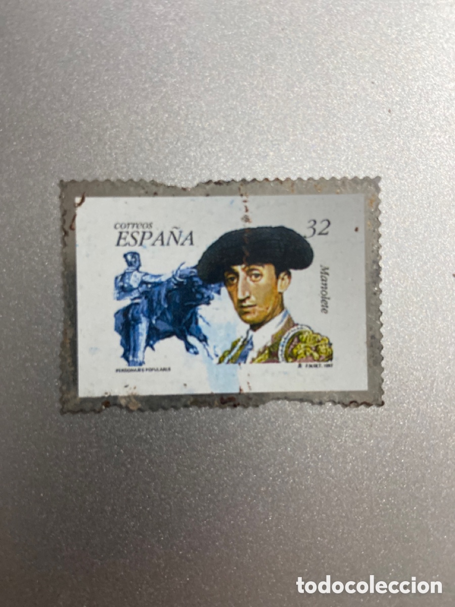 Sellos: Sello met&aacute;lico del torero Manolete