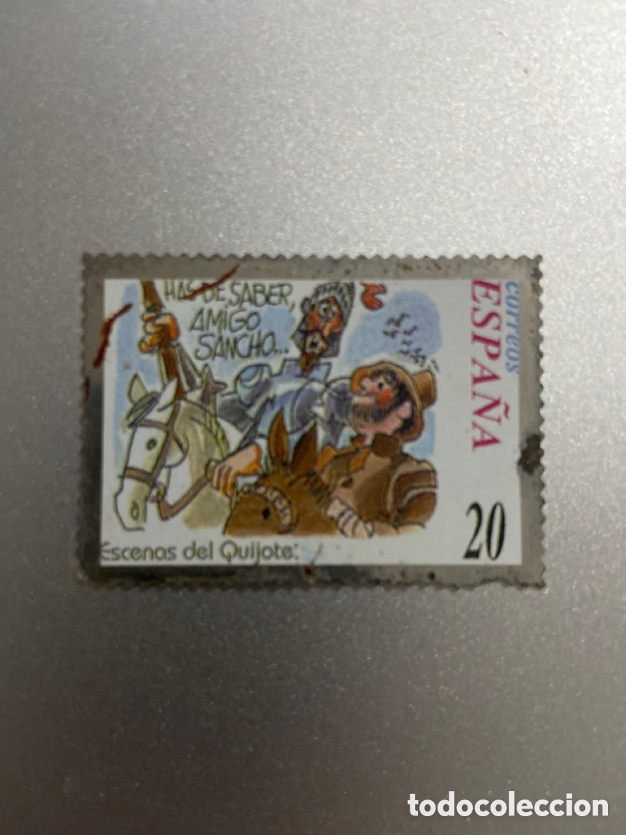 Timbres: Sello met&aacute;lico escenas del Quijote 25 pesetas