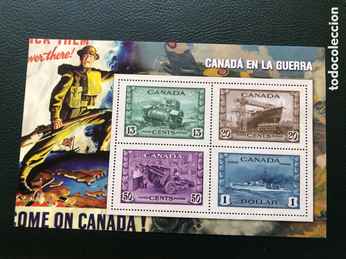 Sellos: Hoja sellos Canada en la Guerra. ASM