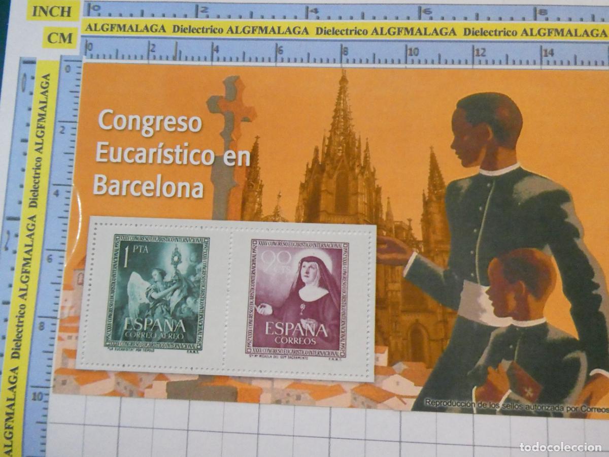 Sellos: HOJA BLOQUE FACS&Iacute;MIL. SERIE LOS SELLOS DEL FRANQUISMO. CONGRESO EUCAR&Iacute;STICO DE BARCELONA. 69