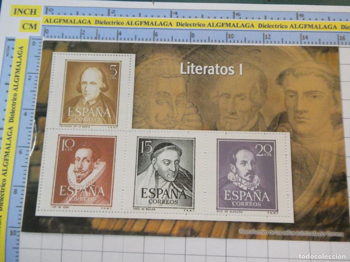 Sellos: HOJA BLOQUE FACS&Iacute;MIL. SERIE LOS SELLOS DEL FRANQUISMO. LITERATOS CALDER&Oacute;N DE LA BARCA, LOPE VEGA. 71