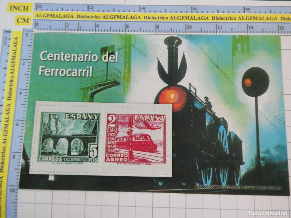 Sellos: HOJA BLOQUE FACS&Iacute;MIL. SERIE LOS SELLOS DEL FRANQUISMO. CENTENARIO DEL FERROCARRIL. 73