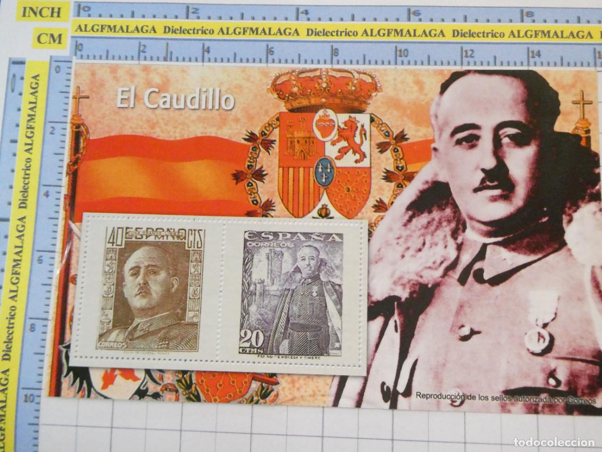 Sellos: HOJA BLOQUE FACS&Iacute;MIL. SERIE LOS SELLOS DEL FRANQUISMO. CAUDILLO FRANCISCO FRANCO. 77