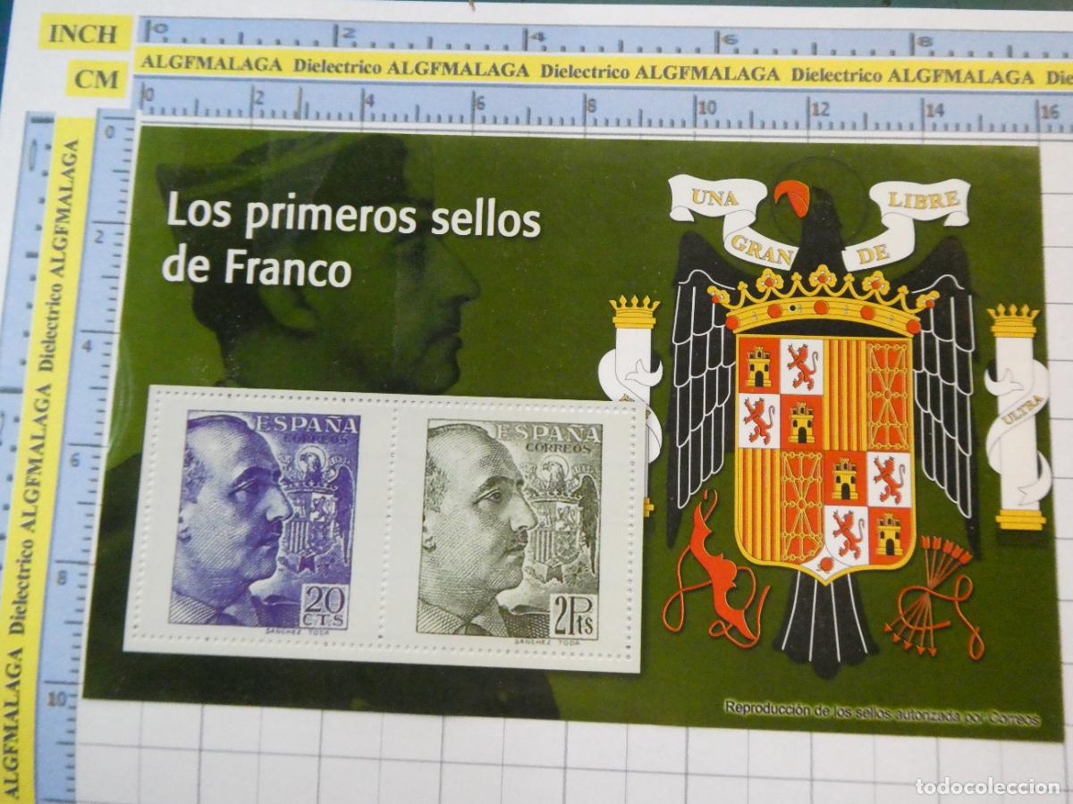 Sellos: HOJA BLOQUE FACS&Iacute;MIL. SERIE LOS SELLOS DEL FRANQUISMO. LOS PRIMEROS SELLOS DE FRANCO. 80