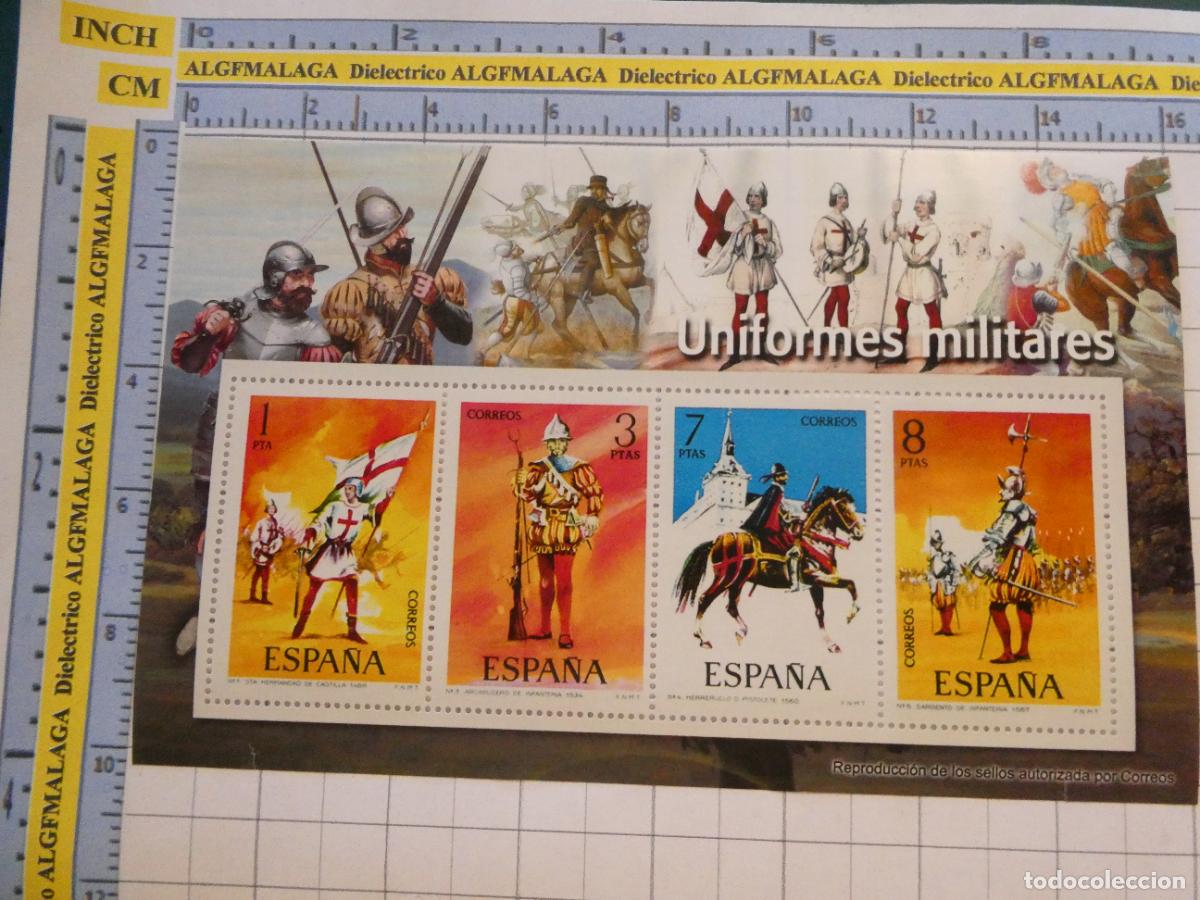 Sellos: HOJA BLOQUE FACS&Iacute;MIL. SERIE LOS SELLOS DEL FRANQUISMO. UNIFORMES MILITARES SIGLO XVI SPA&Ntilde;A. 106