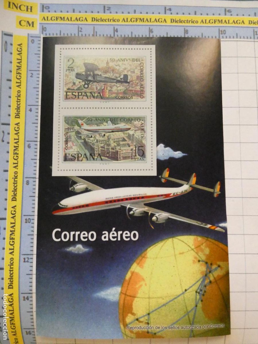 Timbres: HOJA BLOQUE FACS&Iacute;MIL. SERIE LOS SELLOS DEL FRANQUISMO. 50 ANIVERSARIO CORREO AEREO AVION IBERIA. 110