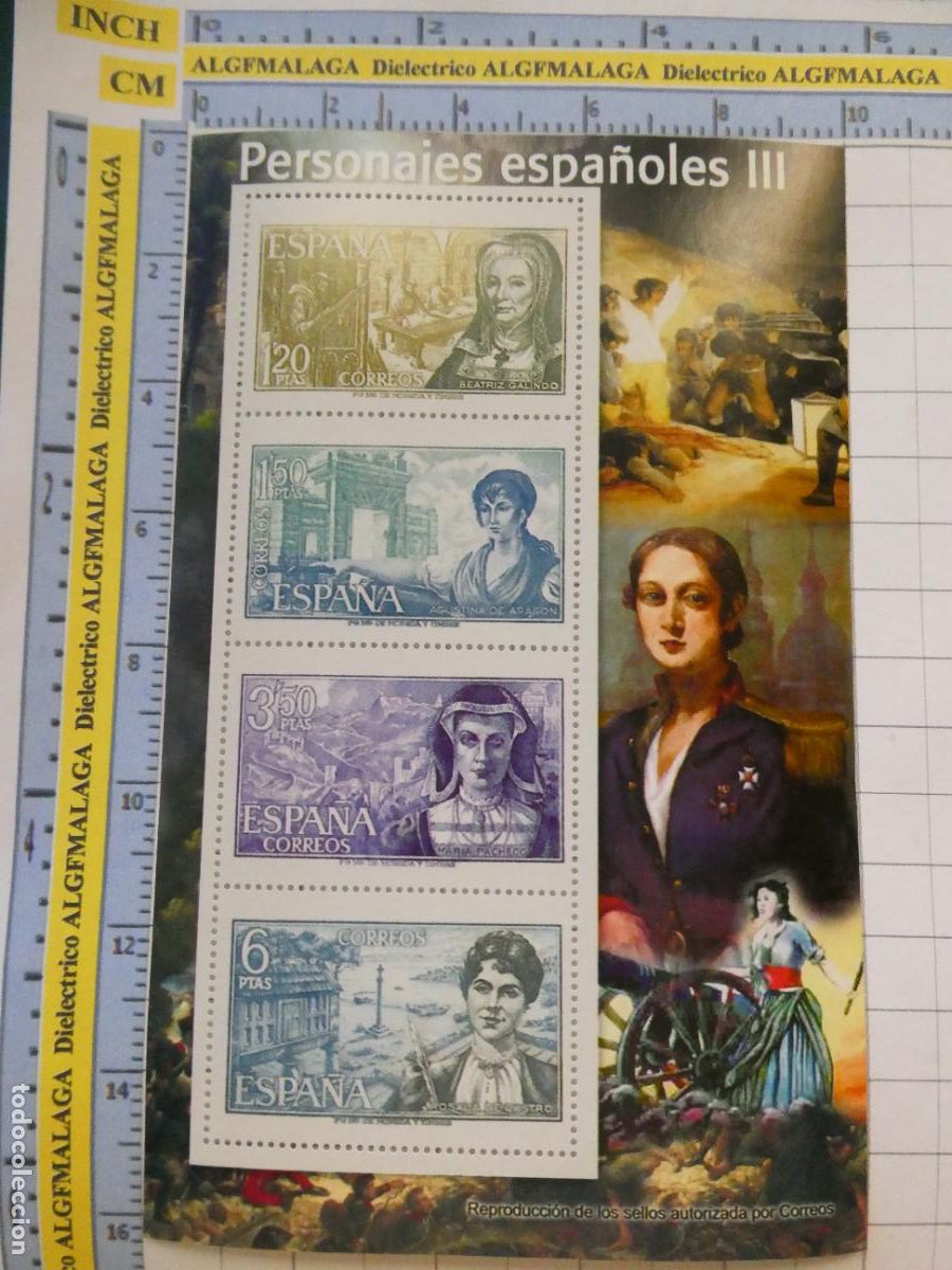 Sellos: HOJA BLOQUE FACS&Iacute;MIL. SERIE LOS SELLOS DEL FRANQUISMO. PERSONAJES ESPA&Ntilde;OLES II BEATRIZ GALINDO 121