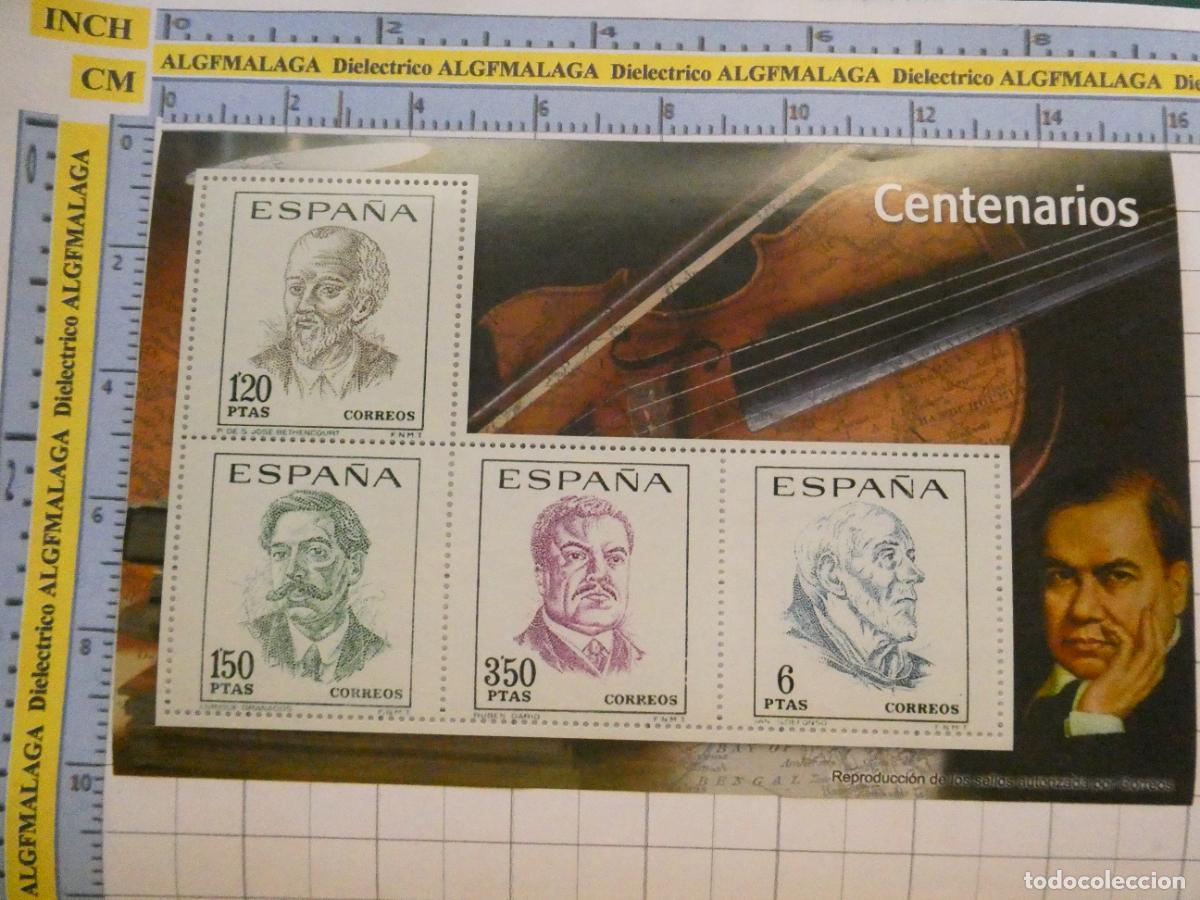 Sellos: HOJA BLOQUE FACS&Iacute;MIL. SERIE LOS SELLOS DEL FRANQUISMO. CENTENARIOS ENRIQUE GRANADOS RUBEN DARIO 123