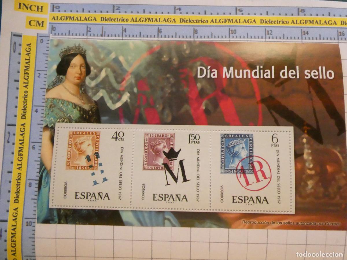 Sellos: HOJA BLOQUE FACS&Iacute;MIL. SERIE LOS SELLOS DEL FRANQUISMO. D&Iacute;A MUNDIAL DEL SELLO ISABEL II 124