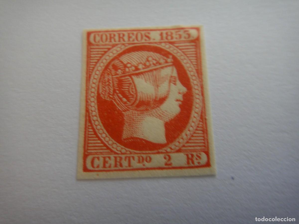 Sellos: Espa&ntilde;a, sello cenicienta, n&ordm; 19,- 2 reales bermell&oacute;n, (Papel fino) nuevo sin goma. Rf 4349