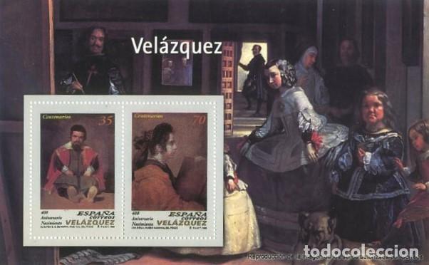 Sellos: REPRODUCCI&Oacute;N HOJA BLOQUE DE SELLOS, VELAZQUEZ. EL MUNDO. SELLO-677