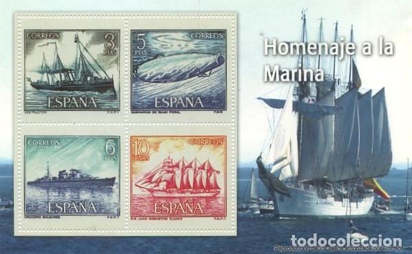 Sellos: REPRODUCCI&Oacute;N HOJA BLOQUE DE SELLOS, HOMENAJE A LA MARINA. EL MUNDO. SELLO-681