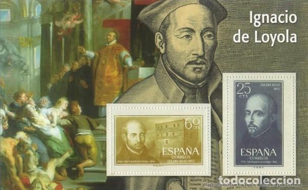 Sellos: REPRODUCCI&Oacute;N HOJA BLOQUE DE SELLOS, IGNACIO DE LOYOLA. EL MUNDO. SELLO-682