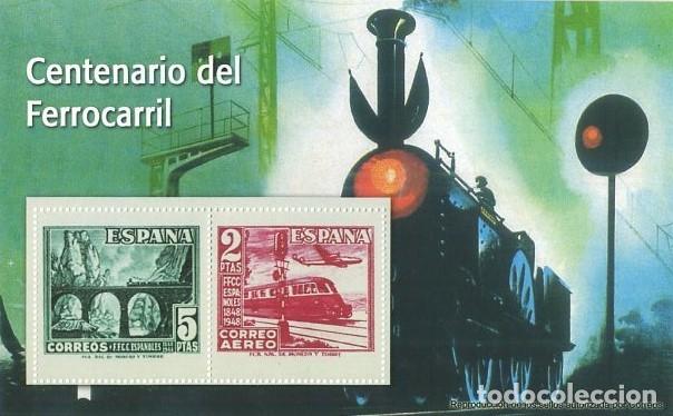 Sellos: REPRODUCCI&Oacute;N HOJA BLOQUE DE SELLOS, CENTENARIO FERROCARRIL. EL MUNDO. SELLO-685