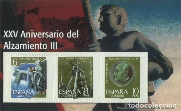 Sellos: REPRODUCCI&Oacute;N HOJA BLOQUE DE SELLOS, XXV ANIVERSARIO DEL ALZAMIENTO III, EL MUNDO. SELLO-699