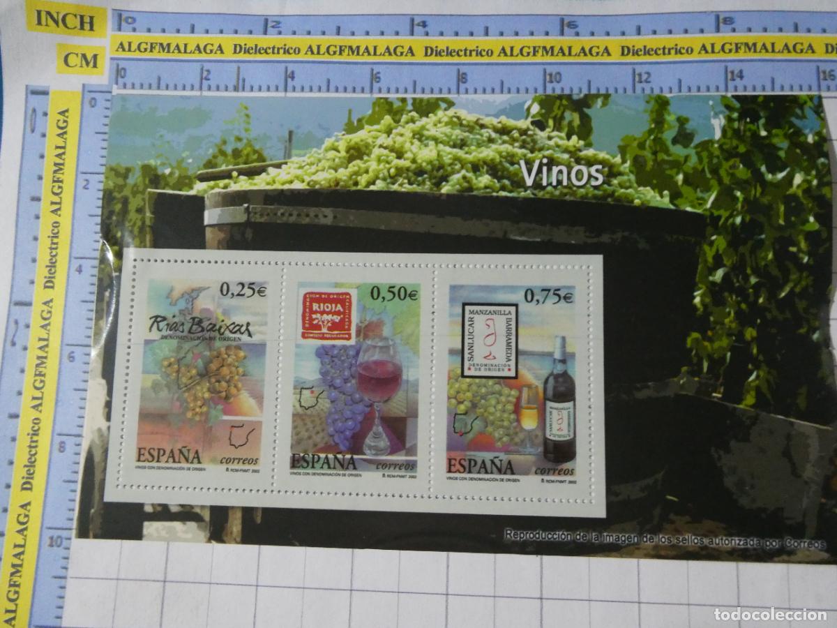 Sellos: HOJA BLOQUE FACS&Iacute;MIL. SELLOS DEMOCRACIA. VINOS DE RIOJA, RIAS BAIXAS Y SANL&Uacute;CAR BARRAMEDA. 288