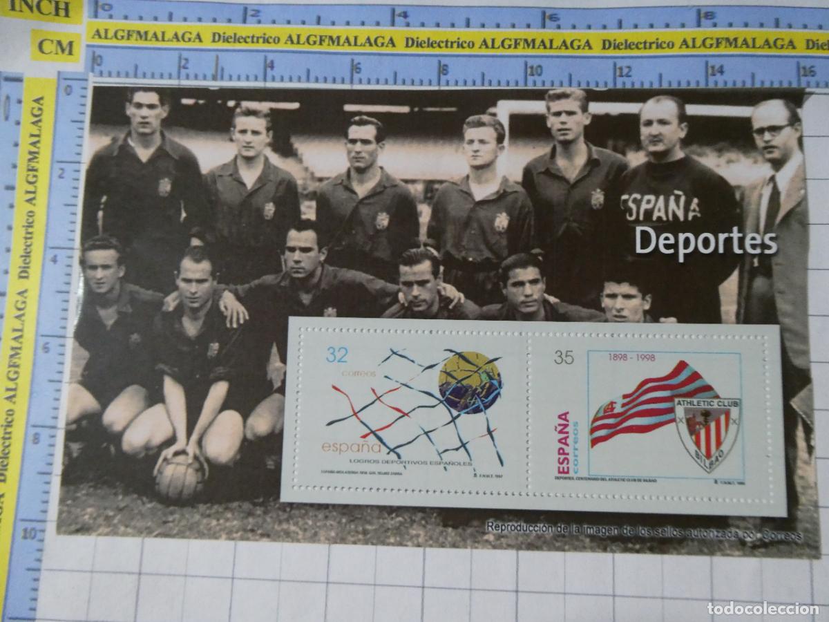 Sellos: HOJA BLOQUE FACS&Iacute;MIL. SELLOS DEMOCRACIA. DEPORTES ATHLETIC DE BILBAO, GOL TELMO ZARRA. 290