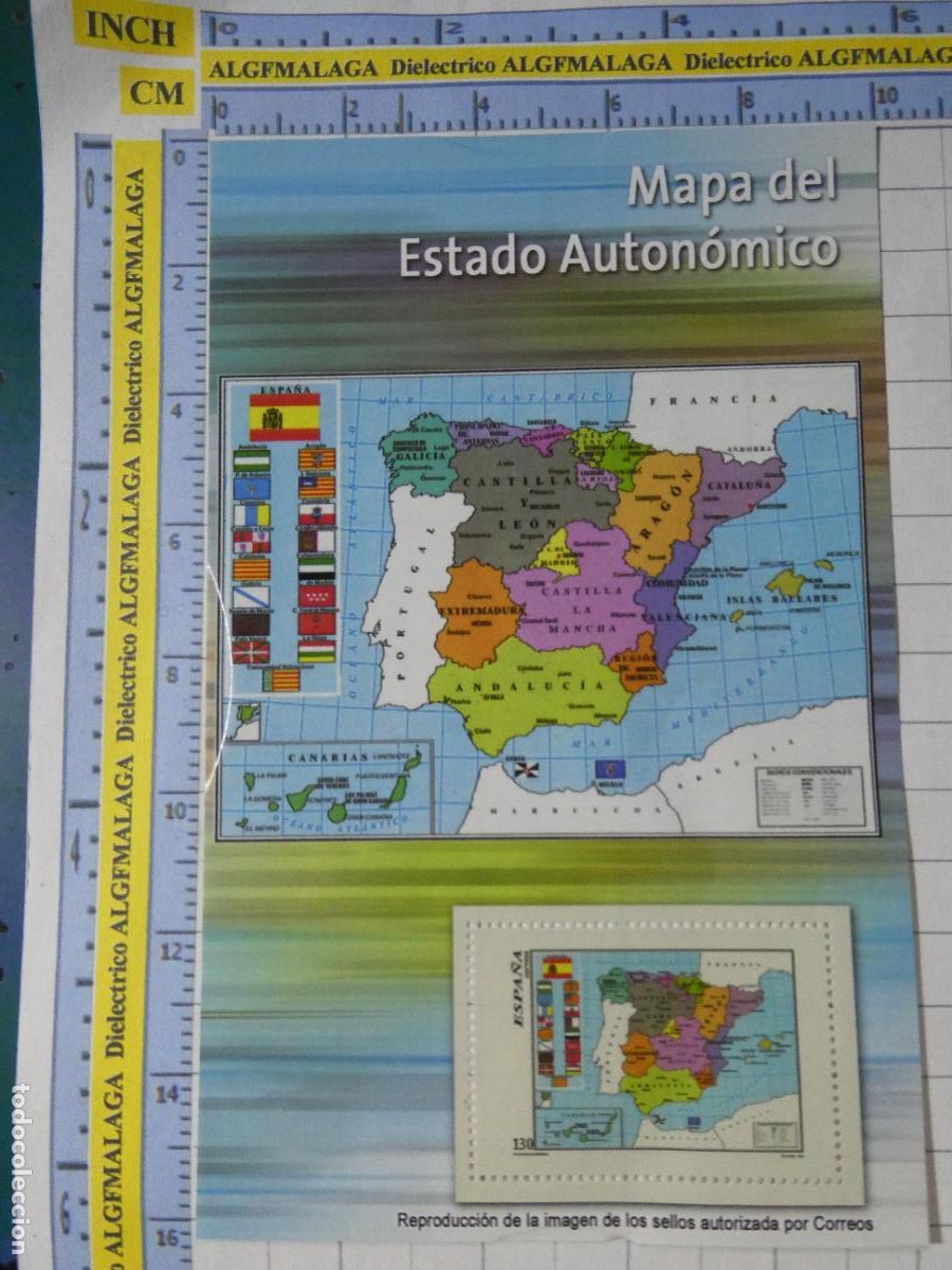 Sellos: HOJA BLOQUE FACS&Iacute;MIL. SELLOS DEMOCRACIA. MAPA AUTONOM&Iacute;AS ESPA&Ntilde;A. 293