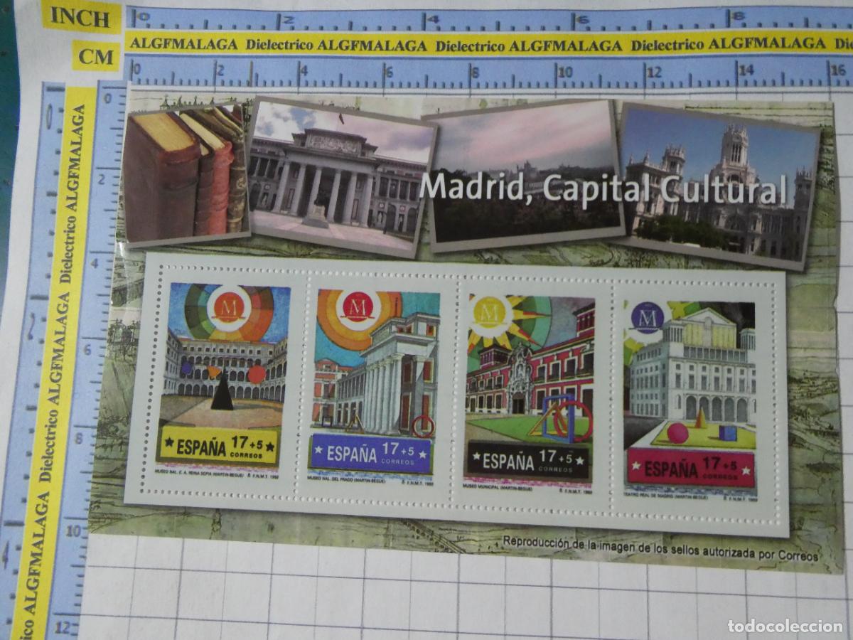 Sellos: HOJA BLOQUE FACS&Iacute;MIL. SELLOS DEMOCRACIA. MADRID CAPITAL CULTURAL EUROPEA 1992. 296