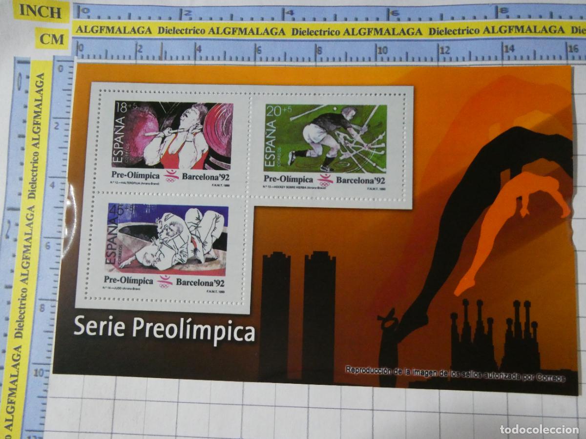 Sellos: HOJA BLOQUE FACS&Iacute;MIL. SELLOS DEMOCRACIA. SERIE PREOL&Iacute;MPICA HALTEROFILIA HOCKEY HIERBA JUDO. 301